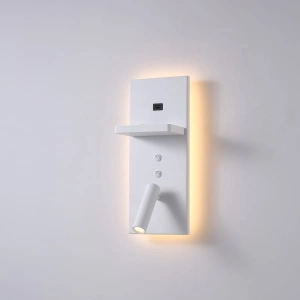 Biały kinkiet z reflektorem ładowarką indukcyjną i portem USB Elkim Lighting 6417H1102 Hotels LED 3W i 4W 3000K
