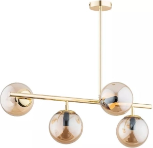 Lampa sufitowa cztery burszynowe klosze kule na złotej listwie Alfa 63030 Lungo 4xE14