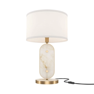 Lampa stołowa Nocna Maytoni MOD099TL-01G Marmo E27 28cm x 44cm złota biała kamień naturalny