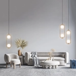 Lampa Wisząca Dwie Kule w Obręczy Maytoni MOD013PL-02BS1 Ring 2xG9 12x17x204cm mosiądz