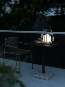 Zewnętrzna przenośna bateryjna lampa stołowa Nordlux 2218105010 Jim To-Go LED 3W 2700K IP54 ściemniacz 30cm szary