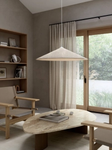 Biała lampa wisząca w stylu japandi Nordlux 2220103060 Hill 3xE27 85cm x 300cm