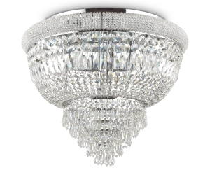 Włoski kaskadowy żyrandol pałacowy z kryształów Ideal Lux 207186 Dubai 6xE14 52cm Chrom