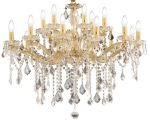 Kryształowy włoski żyrandol pałacowy Ideal Lux 075181 Florian 18xE14 86cm złoty