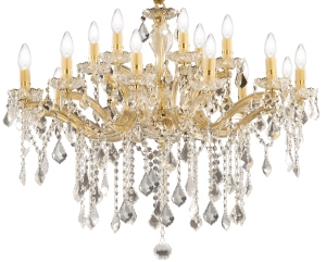 Kryształowy włoski żyrandol pałacowy Ideal Lux 075181 Florian 18xE14 86cm złoty