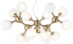 Designerska lampa wisząca z Włoch białe kule na mosiężnym stelażu Ideal Lux 241012 Nodi 15xE14 105cm x 277cm
