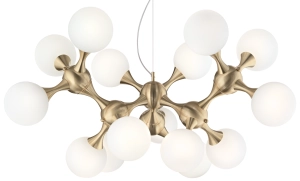 Designerska lampa wisząca z Włoch białe kule na mosiężnym stelażu Ideal Lux 241012 Nodi 15xE14 105cm x 277cm