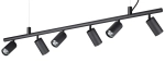 Lampa wisząca czarna listwa z reflektorami Ideal Lux 231396 Dynamite 6xGU10 115cm x 225cm