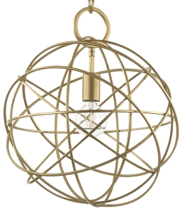 Złota lampa wisząca w kształcie metalowej kuli Ideal Lux 155968 Konse E27 40cm x 170cm