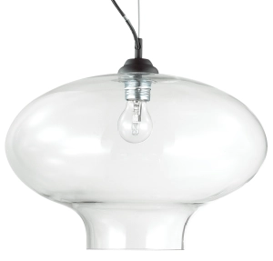 Szklana lampa wisząca klosz odwrócona cebulka Ideal Lux 120898 Bistro E27 40cm x 244cm