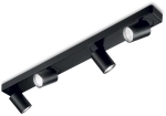 Czarna lampa nowoczesna sufitowa punktowa spot cztery regulowane reflektory na listwie Ideal Lux 229072 Rudy 4xGU10 75cm