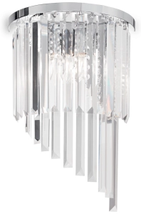 Lampa ścienna kinkiet z chromowaną ramą i kryształami na bazie półokręgu Ideal Lux 168913 Carlton 3xE14