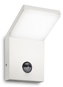 Biała zewnętrzna lampa ścienna kinkiet na elewację Ideal Lux 209852 Style 9,5W 1150LM 4000K IP54 czujnik ruchu zmierzchu