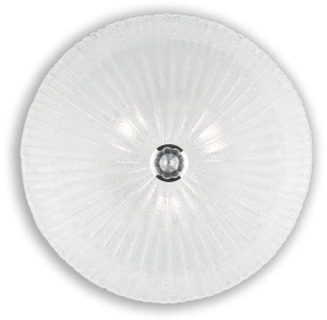 Włoski plafon lampa sufitowa szklany klosz z grysem i chromem Ideal Lux 8608 Shell 3xE27 40cm x 12cm