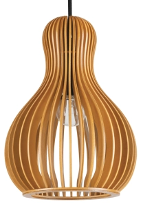 Lampa wisząca z brązowym kloszem gruszką z sklejki Ideal Lux 159867 Citrus-3 E27 20cm x 142cm