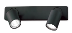 Czarna lampa sufitowa ścienna listwa 31cm z dwoma punktowymi reflektorami Ideal Lux 229034 Rudy 2xGU10