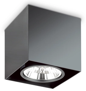 Czarna lampa sufitowa punktowa spot sześcian z regulacją Ideal Lux 243931 Mood ES111 15cm x 15cm