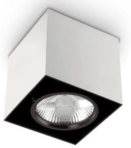 Biało czarna lampa sufitowa punktowa spot sześcian z regulacją Ideal Lux 140933 Mood ES111 15cm x 15cm