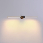 Podłużny smukły kinkiet złote ramiona z czarnym mocowaniem na środku Elkim Lighting 6467A1135 Wand 467a 10W 3000K 91cm