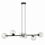 Lampa wisząca czarna listwa 110cm i 6 szklanych kul Emibig 874/6 Czarny Rossi 6 Bl 6xE14