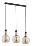 Lampa wisząca nad stół z bursztynowymi kloszami czarna listwa i złote elementy Maya Gold Alfa 62163 3xE27 90cm x 75cm