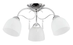 Lampa sufitowa w stylu glamour chromowana z ozdobną zawieszką szklane białe klosze Nata Alfa 27713 3xE27 26cm x 56cm