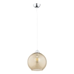 Lampa wisząca pojedyncza chromowana z kulistym szklanym kloszem w kolorze sepii Rico Alfa 60709 E27 90cm x 20cm