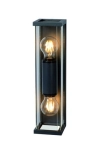 Lampa ogrodowa ścienna kinkiet na elewację prostokątna podłużna szklana osłona w metalowej ramie Mantra 6493 Meribel 2xE27 36cm