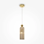 Złota lampa wisząca z frezowanym bursztynowym kloszem Maytoni MOD302PL-01CG Antic E14 10cm x 187cm
