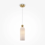 Złota lampa wisząca z frezowanym mlecznym kloszem Maytoni MOD302PL-01W Antic E14 10cm x 187cm