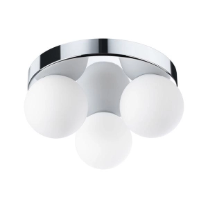 Lampa sufitowa okrągła chromowana podstawa i trzy białe klosze kule Paulmann PL71062 Gove 3xG9 22cm