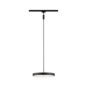 Płaska okrągła czarna matowa lampa wisząca na szynę 1-fazową URail Paulmann PL96792 Hildor LED 15W 3000K ściemnialna