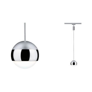 Chromowana lampa wisząca kula na szynę 1-fazową URail Paulmann PL96804 Capsule II LED 6W 4000K 8,7cm ściemnialna