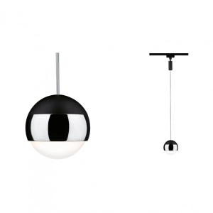 Czarna chromowana lampa wisząca kula na szynę 1-fazową URail Paulmann PL96808 Capsule II LED 6,3W 2700K ściemnialna