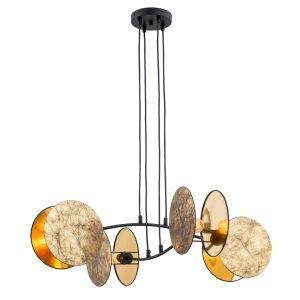 Czarno złota designerska lampa wisząca z okręgami Emibig 1326/4 Motif 4xE27