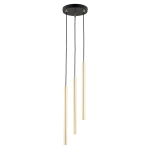 Czarna lampa wisząca z trzema smukłymi złotymi walcami Emibig 1332/3PREM Selter 3xG9 20cm