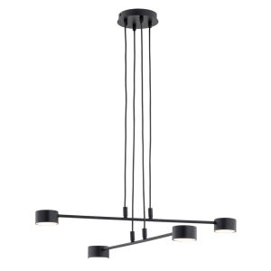 Czarna lampa wisząca z rozpiętymi ramionami i płaskimi kloszami Emibig 1339/4 Modus 4xGX53 70cm