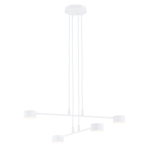 Biała lampa wisząca z rozpiętymi ramionami i płaskimi kloszami Emibig 1340/4 Modus 4xGX53 70cm