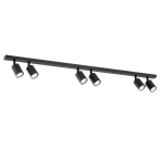 Czarna listwa z sześcioma regulowanymi reflektorami GU10 Emibig 1312/6 Flash 116cm