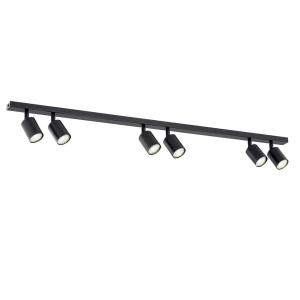 Czarna listwa z sześcioma regulowanymi reflektorami GU10 Emibig 1312/6 Flash 116cm