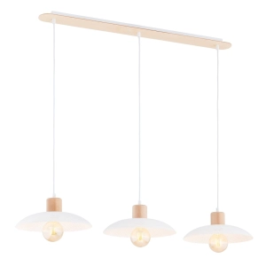 Biało brązowa lampa wisząca z drucianymi kloszami na listwie nad stół Emibig 1319/3 Kobe 3xE27 90cm