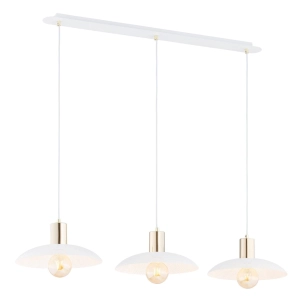 Biało złota lampa wisząca z drucianymi kloszami na listwie nad stół Emibig 1321/3 Spirit 3xE27 90cm