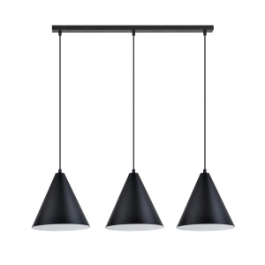 Czarno biała potrójna lampa wisząca stożek nad stół Emibig 1270/3 Rebel 3xE27 93cm