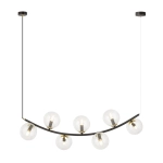 Czarna lampa wisząca łuk z złotymi talerzykami i kloszami kulami Emibig 1296/7 Ritz 7xE14 95cm