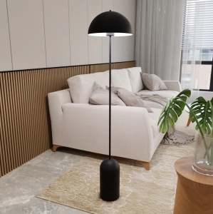 Czarna lampa podłogowa grzybek Emibig 1307/LP1 Kava E27 138cm