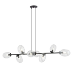 Lampa wisząca czarna listwa z transparentnymi szklanymi kloszami Emibig 1262/8 Pandora 6xE14 120cm