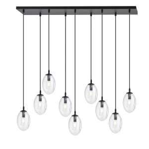 Lampa wisząca z szklanymi kloszami na czarnej prostokątnej rozecie Emibig 1265/9 Astral 6xE14 100cm