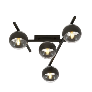 Czarna nowoczesna lampa sufitowa z metalowymi ramionami i kloszami kulami Emibig 1105/4 Smart 4xE14 63cm