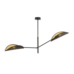 Czarno złota lampa sufitowa z kloszami z metalowej siatki Emibig 1158/2 Vene 2xE14