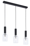 Czarna lampa wisząca na listwie z chromowanymi dodatkami i transparentnymi kloszami Jupiter 1869 Tuluza Ch 3xE27 70cm